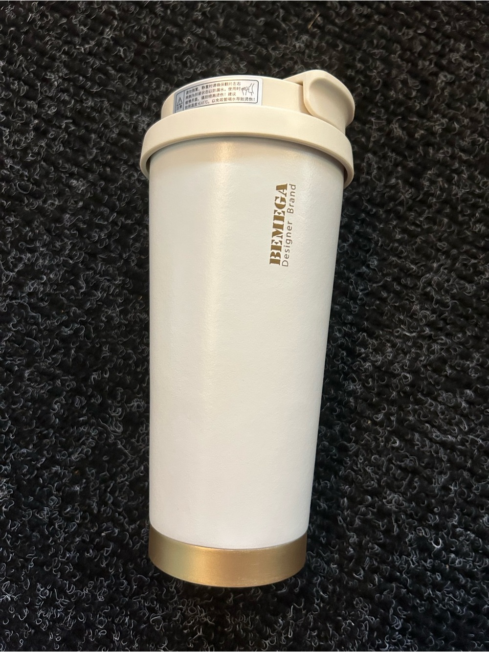 BEMEGA Designer Brand White & Gold Travel Tumbler